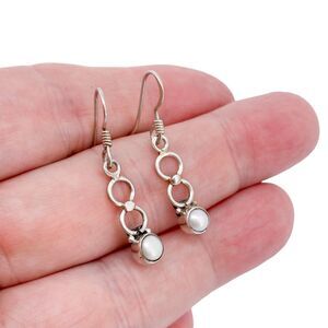 Vintage Sterling Silver 925 Pearl Accents Dangle Earrings